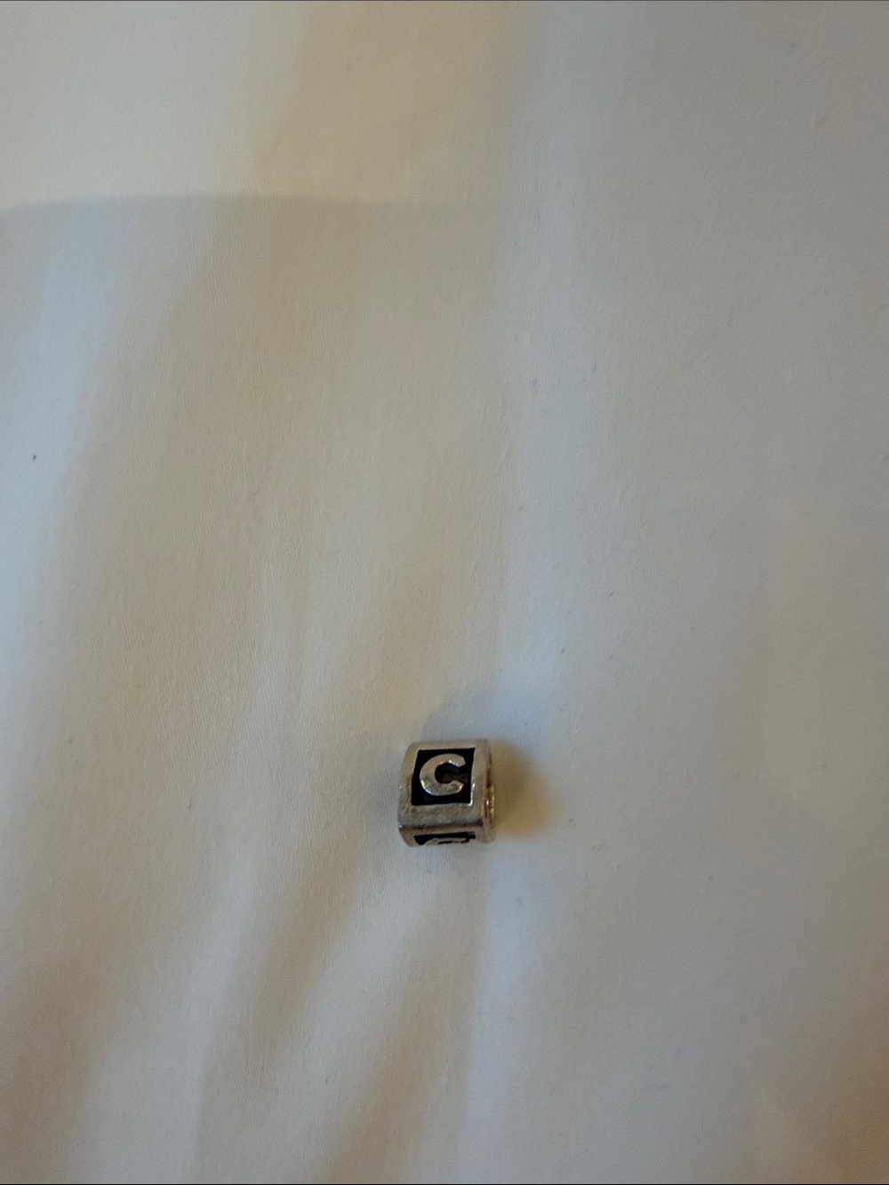 Pandora Black and Silver Initial 'C' Cube Charm